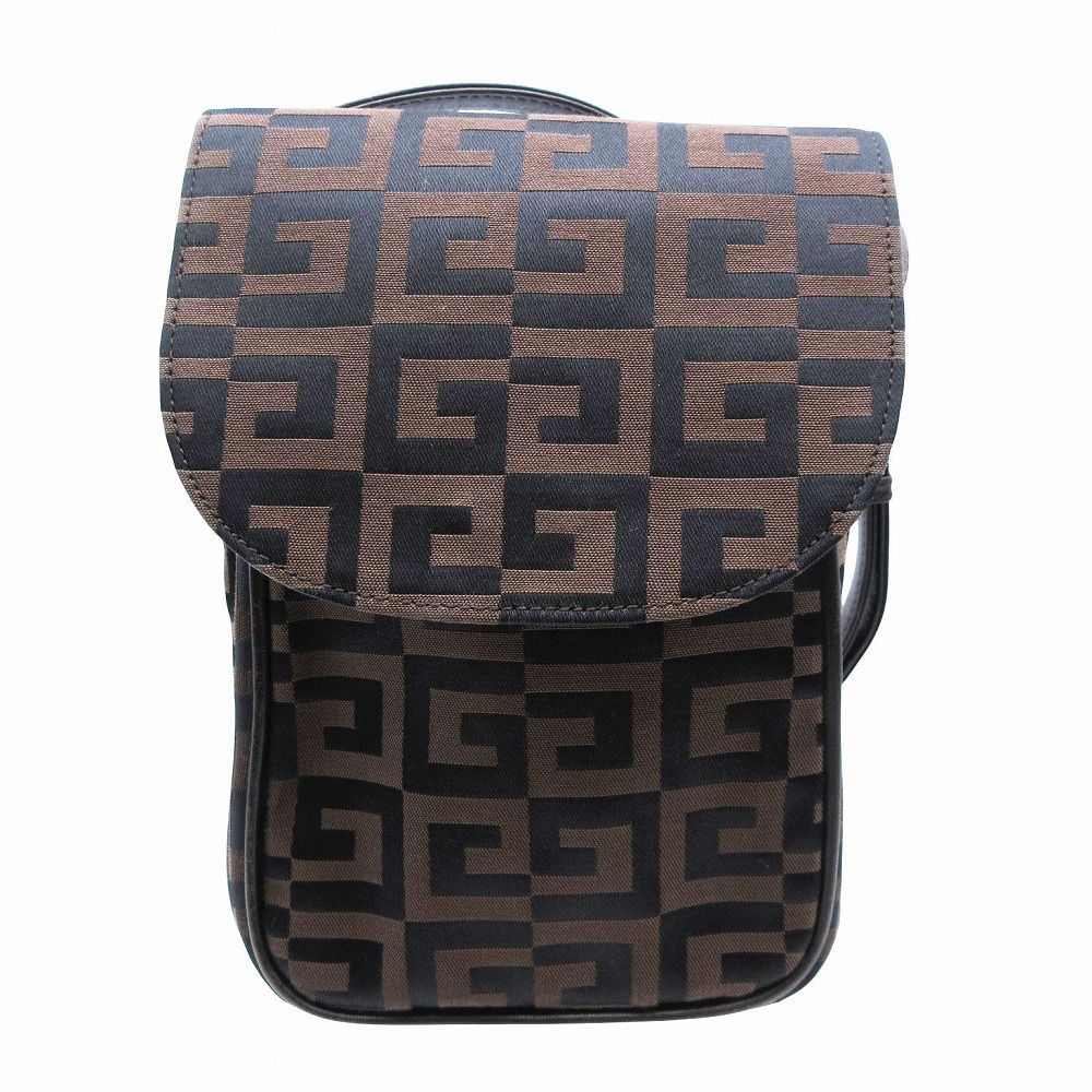 GIVENCHY ショルダーバッグ 斜め掛け ナイロン 4G ロゴ 総柄 茶 黒 中古・古着通販】GIVENCHY (ジバンシィ) 4Gロゴナイロンショルダー