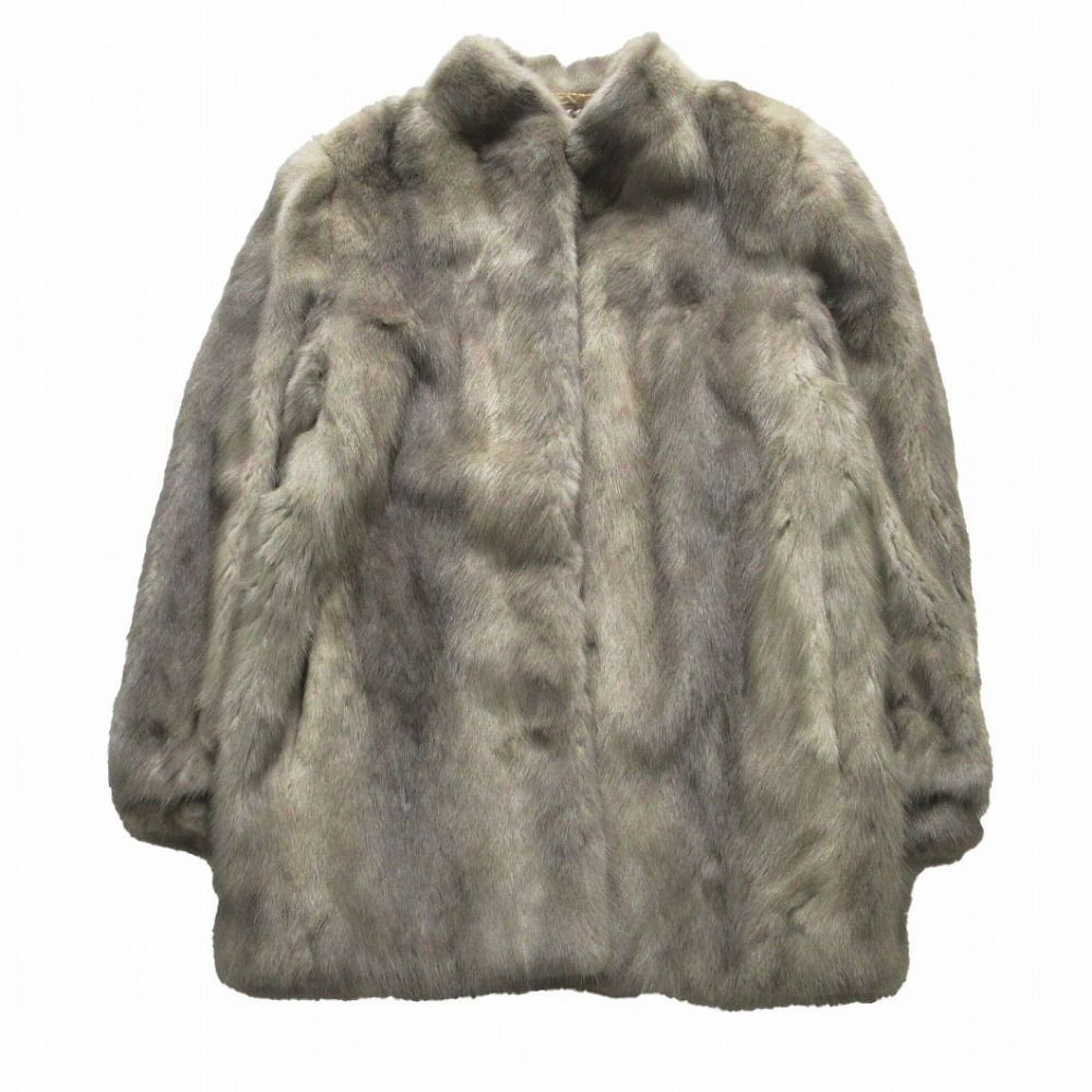 サファイアミンク コート XLサイズ相当 本毛皮 リアルファー サファイヤ 高級✨ サファイヤミンク コート リアルファー 本毛皮 グレー