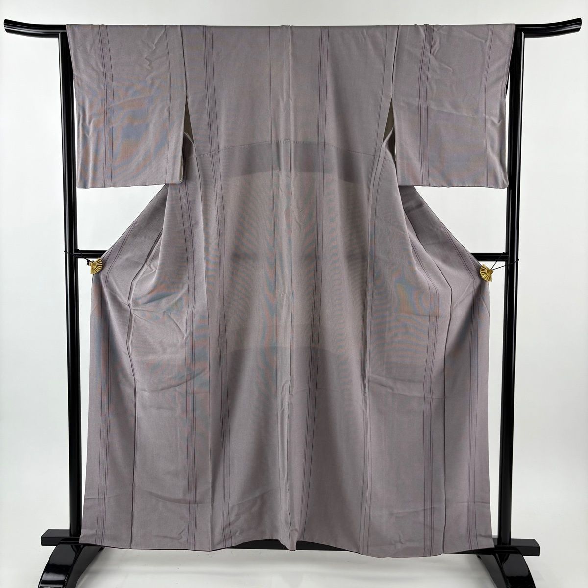 江戸小紋 身丈161cm 裄丈64.5cm M 袷 砂川健一 落款 万筋 縞 紫 正絹