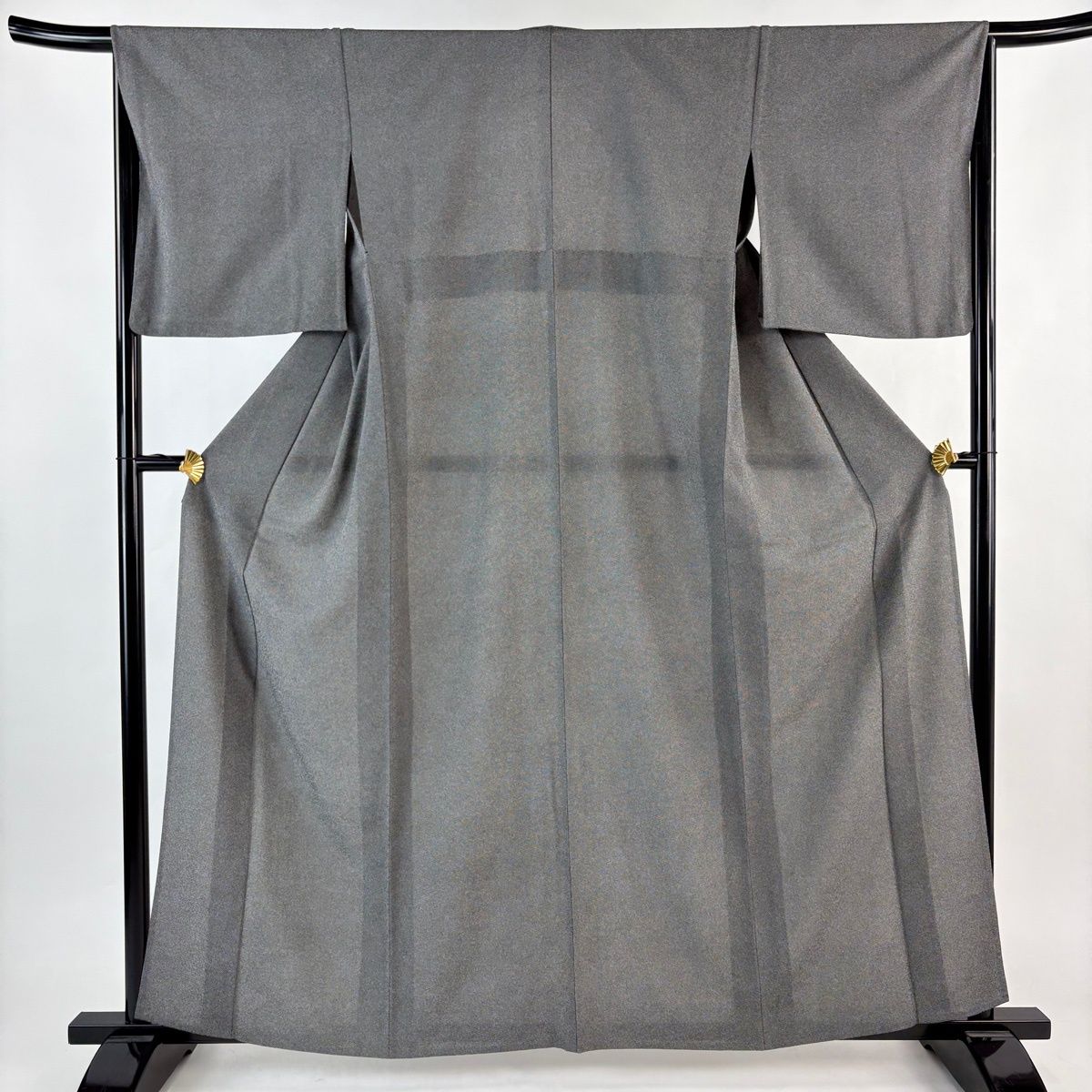 美品】 江戸小紋 身丈159cm 裄丈65cm M 単衣 鮫柄 黒灰 正絹 名品