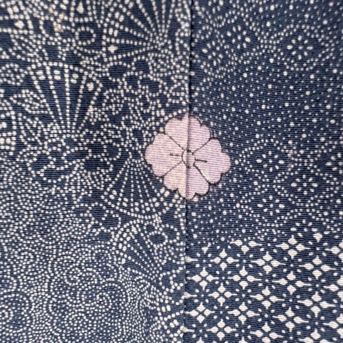 江戸小紋 身丈153.5cm 裄丈63cm S 袷 寺山存男 落款 寄せ柄 草花 青