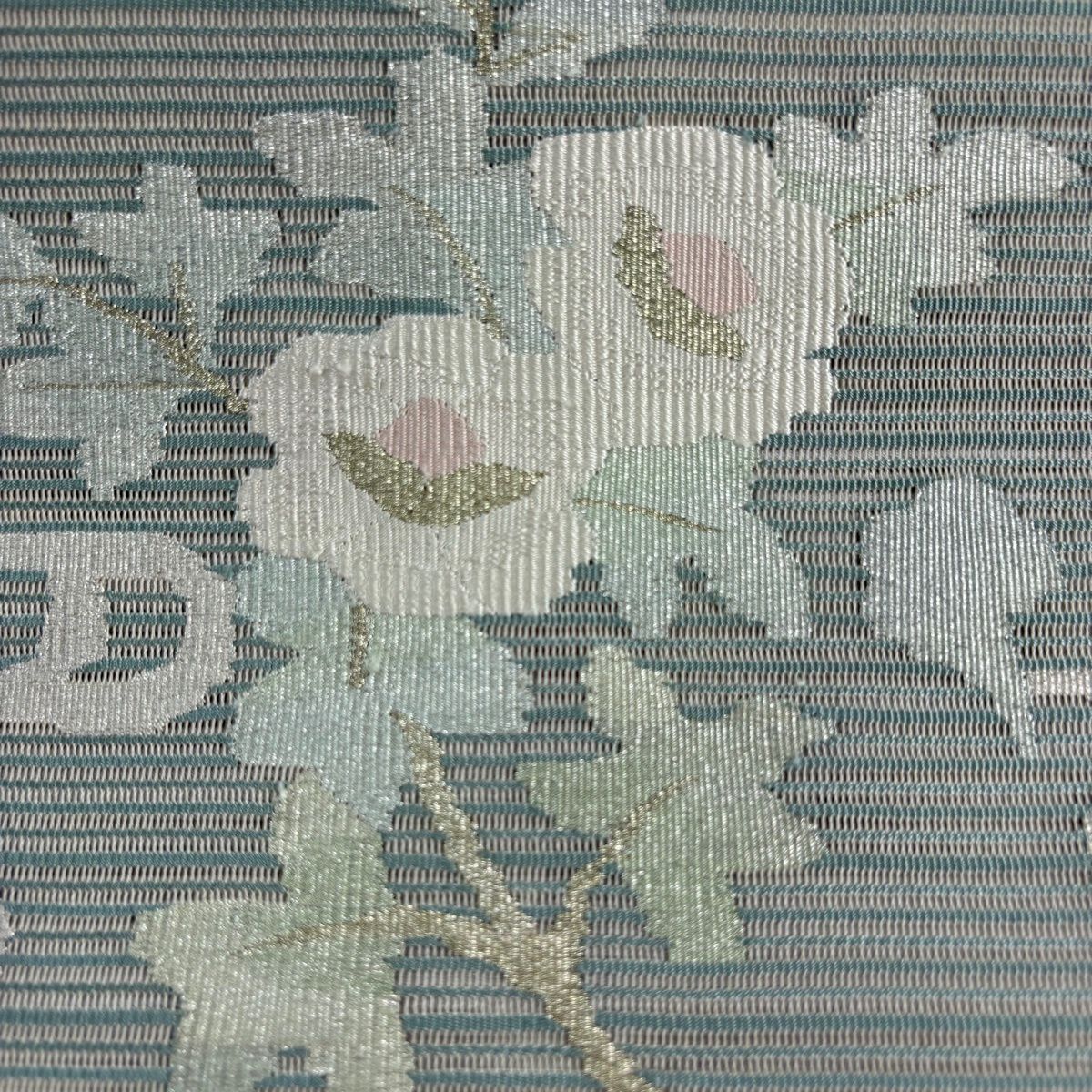 5-293 夏帯 夏物 名古屋帯 八寸 美品 正絹 着物 松葉仕立て 絽 美品】 名古屋帯 秀品 夏帯 絽 八寸名古屋帯 松葉仕立て 草花 流水 金