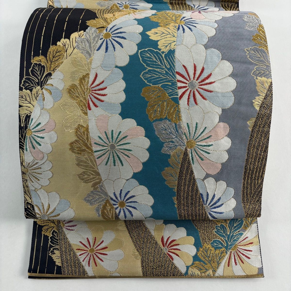 袋帯 秀品 菊花夢 金銀糸 青灰色 六通 正絹 【中古】 - メルカリ