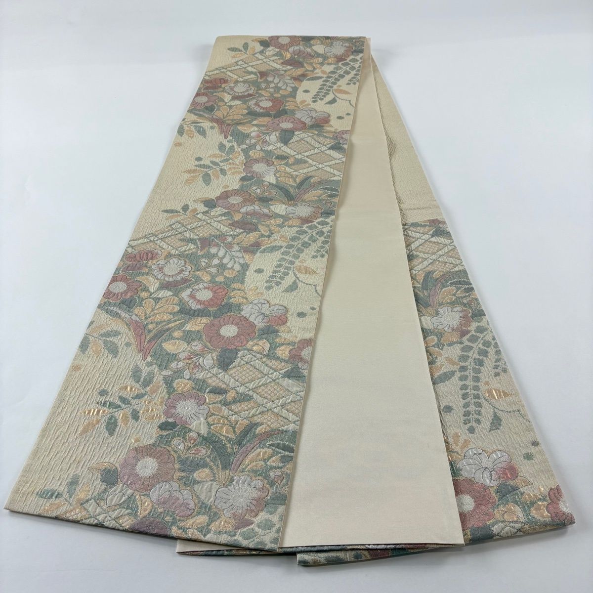 美品】 袋帯 秀品 辻が花柄 菱 箔 クリーム 六通 正絹 【中古】 - メルカリ