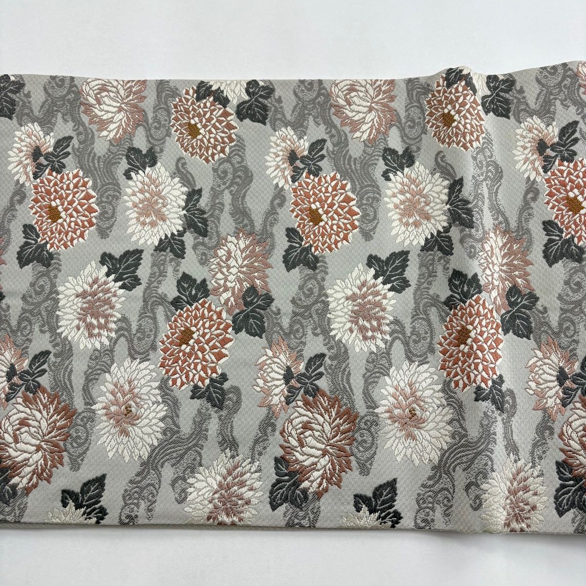 袋帯 秀品 落款 明治文様 菊 波 灰色 六通 正絹 【中古】 - メルカリ