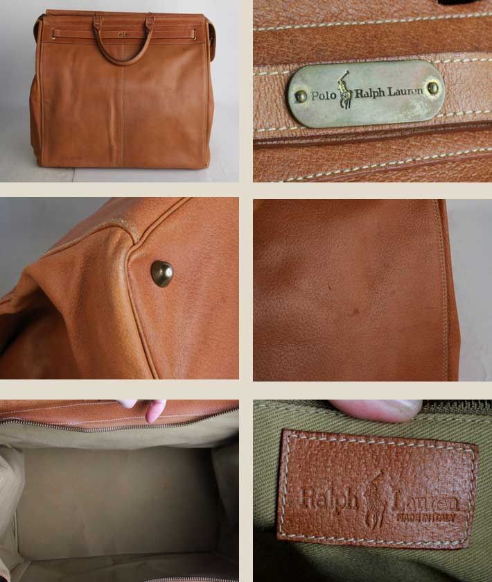 レアモデル 高級 イタリア製 ラルフローレン Ralph Lauren 大型 レザー