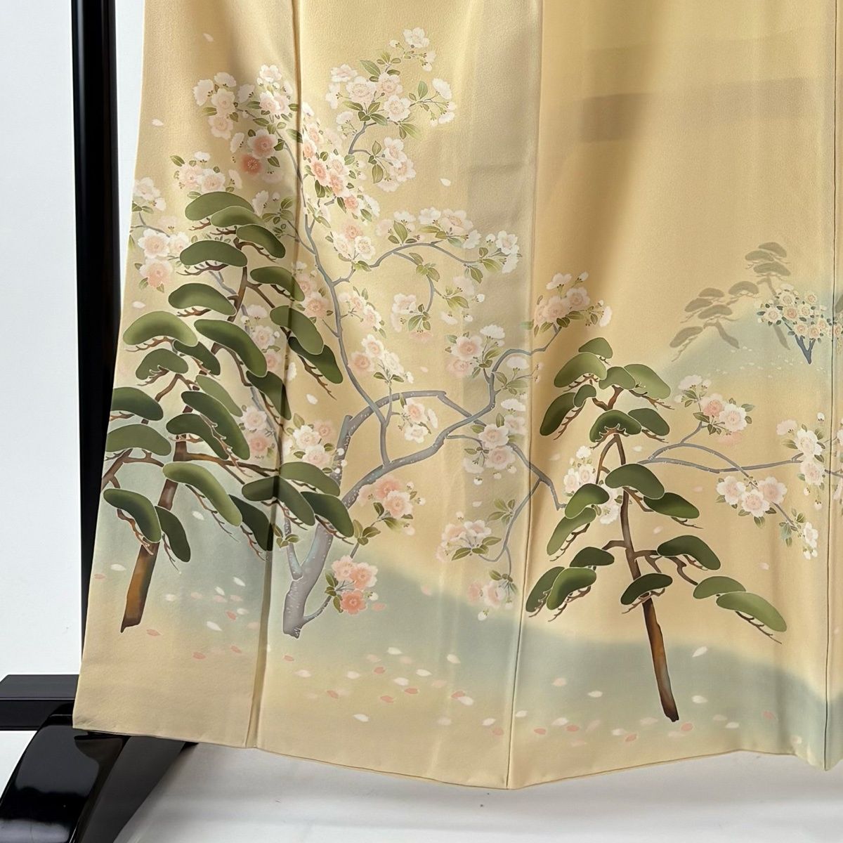 美品】 訪問着 身丈162.5cm 裄丈63.5cm S 袷 袋帯セット 松 桜 ぼかし