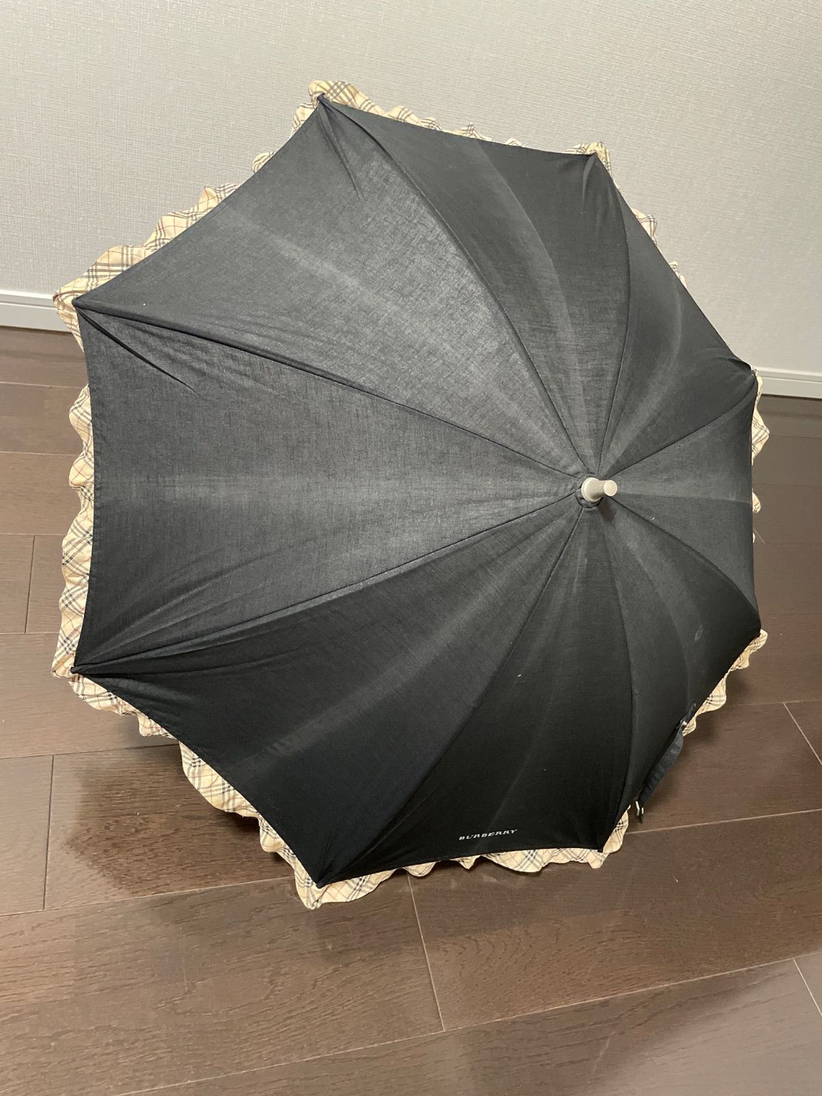 BURBERRY 綿　雨傘　日傘　ブラック バーバリー BURBERRY 日傘 ノバチェック ブラック - メルカリ