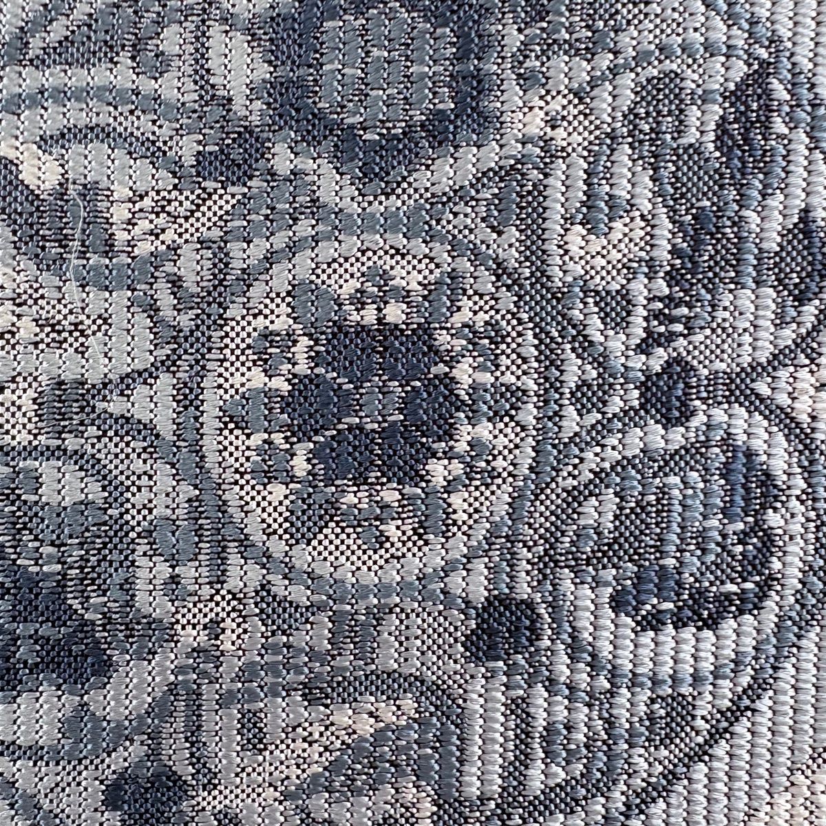 美品】 袋帯 名品 落款 藍染苑 菱 花鳥 本藍染糸織 灰色 六通 正絹