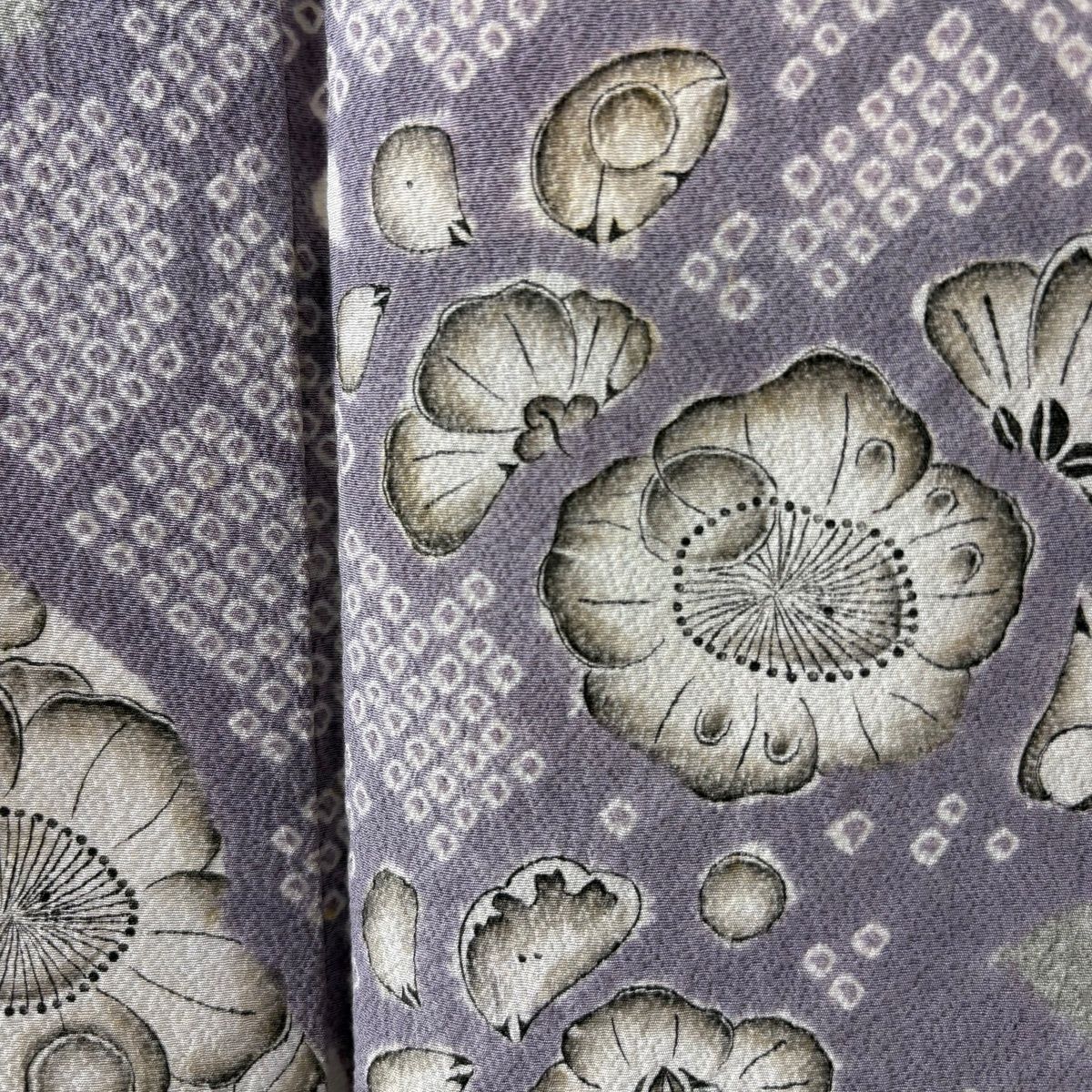 付下げ 身丈155cm 裄丈63.5cm S 袷 大脇一心 落款 辻が花 霞 灰緑 正絹