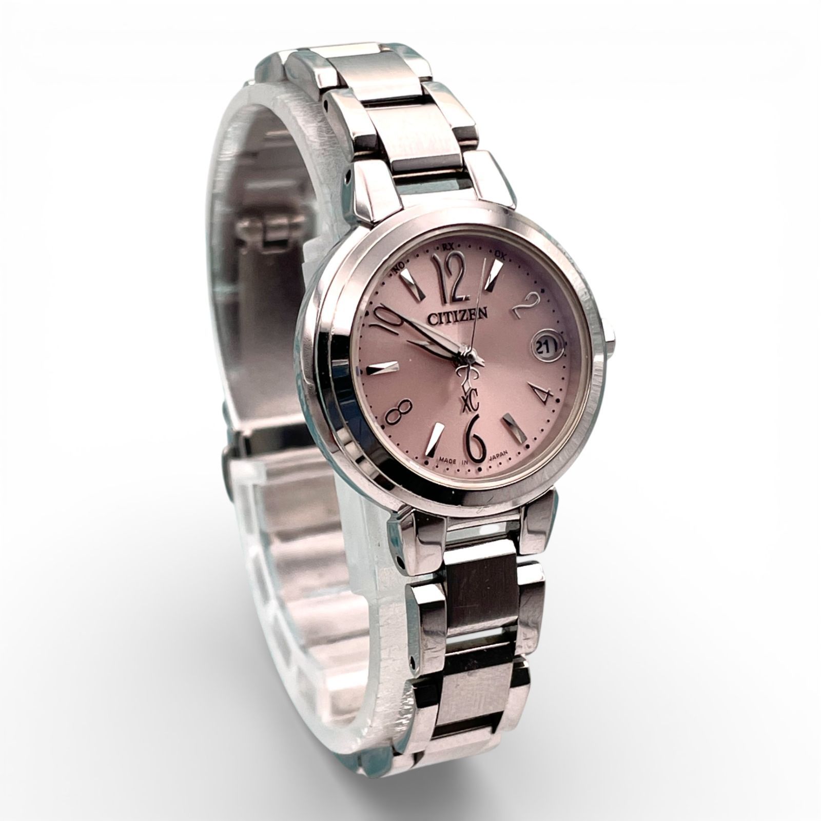 美品□稼働 CITIZEN シチズン XC クロスシー デイトピンク文字盤