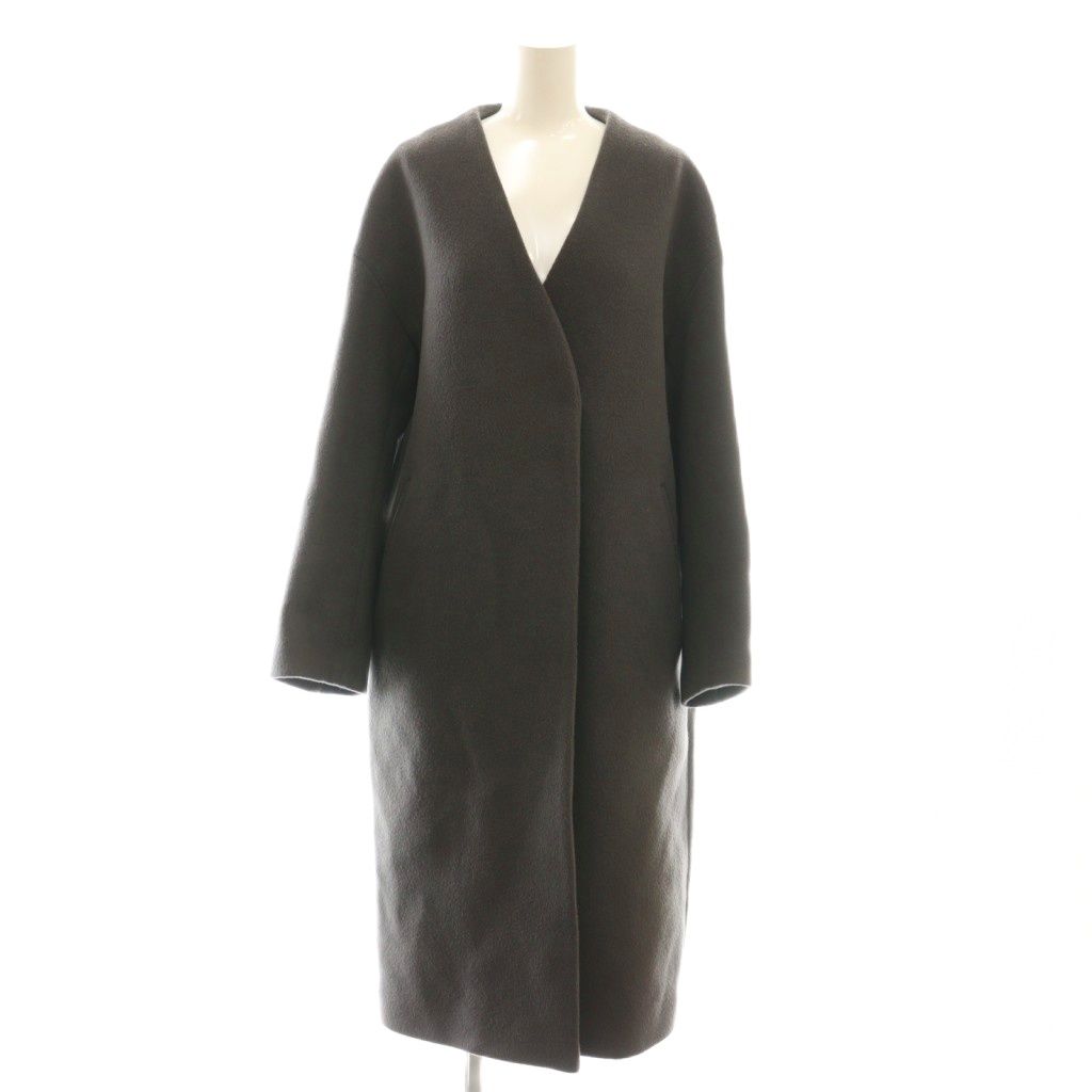 イエナ IENA MANTECO ノーカラーコート アウター 36 チャコールグレー