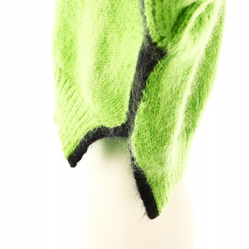 プランシー PLAN C モヘヤ クロップドニット セーター 36 黄緑 黒 /MI