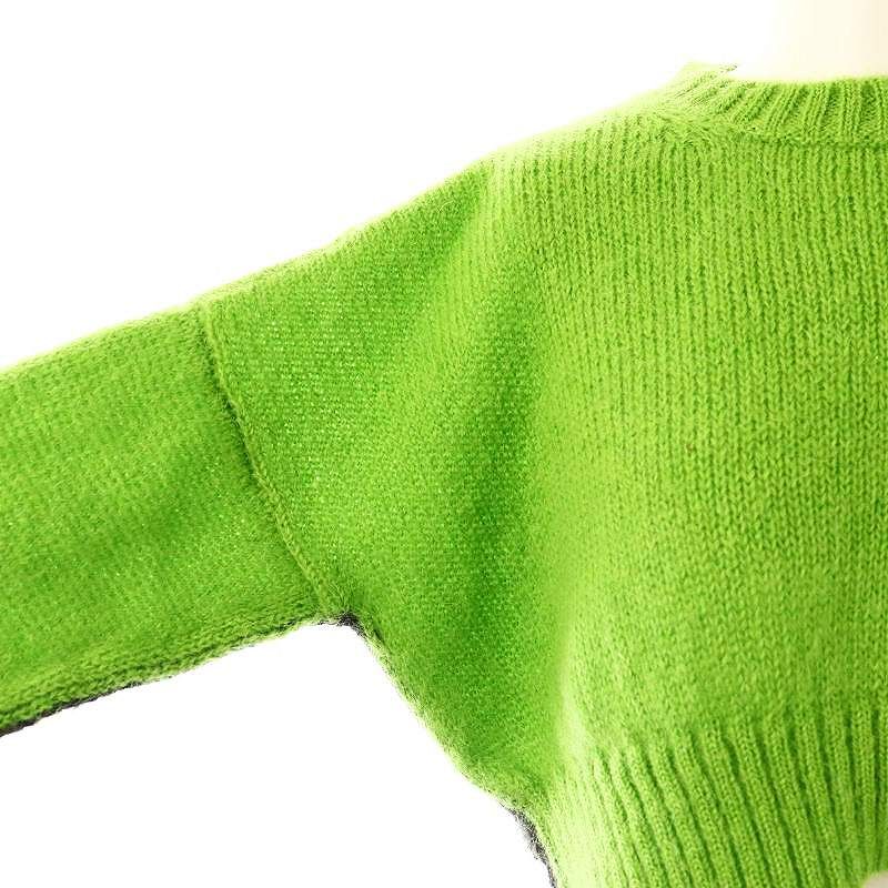 【中古】プランシー PLAN C モヘヤ クロップドニット セーター 36 黄緑 黒 /MI ■OS レディース プランシー PLAN C モヘヤ クロップドニット セーター 36 黄緑 黒 /MI