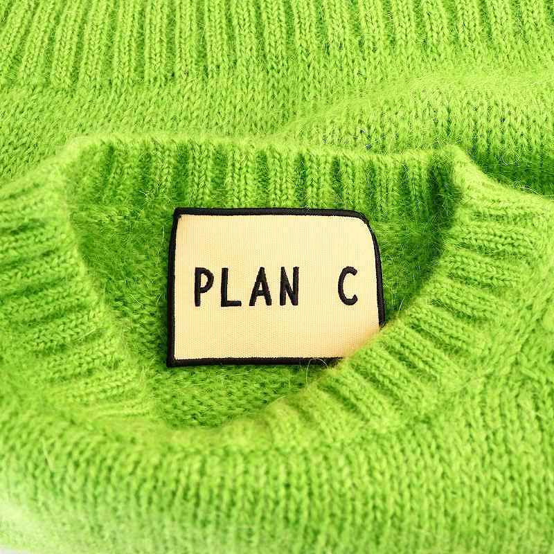 プランシー PLAN C モヘヤ クロップドニット セーター 36 黄緑 黒 /MI