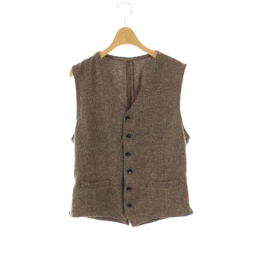 ラルディーニ LARDINI ウール混 ツイード ジレ ベスト Vネック 48