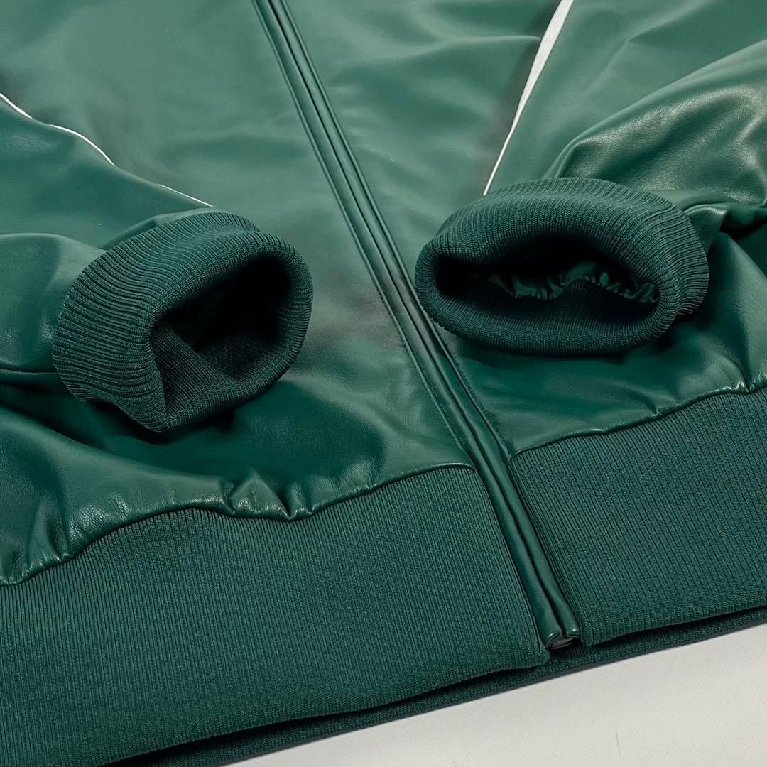 未使用級 2XL adidas フェイクレザー トラックジャケット 刺繍ロゴ