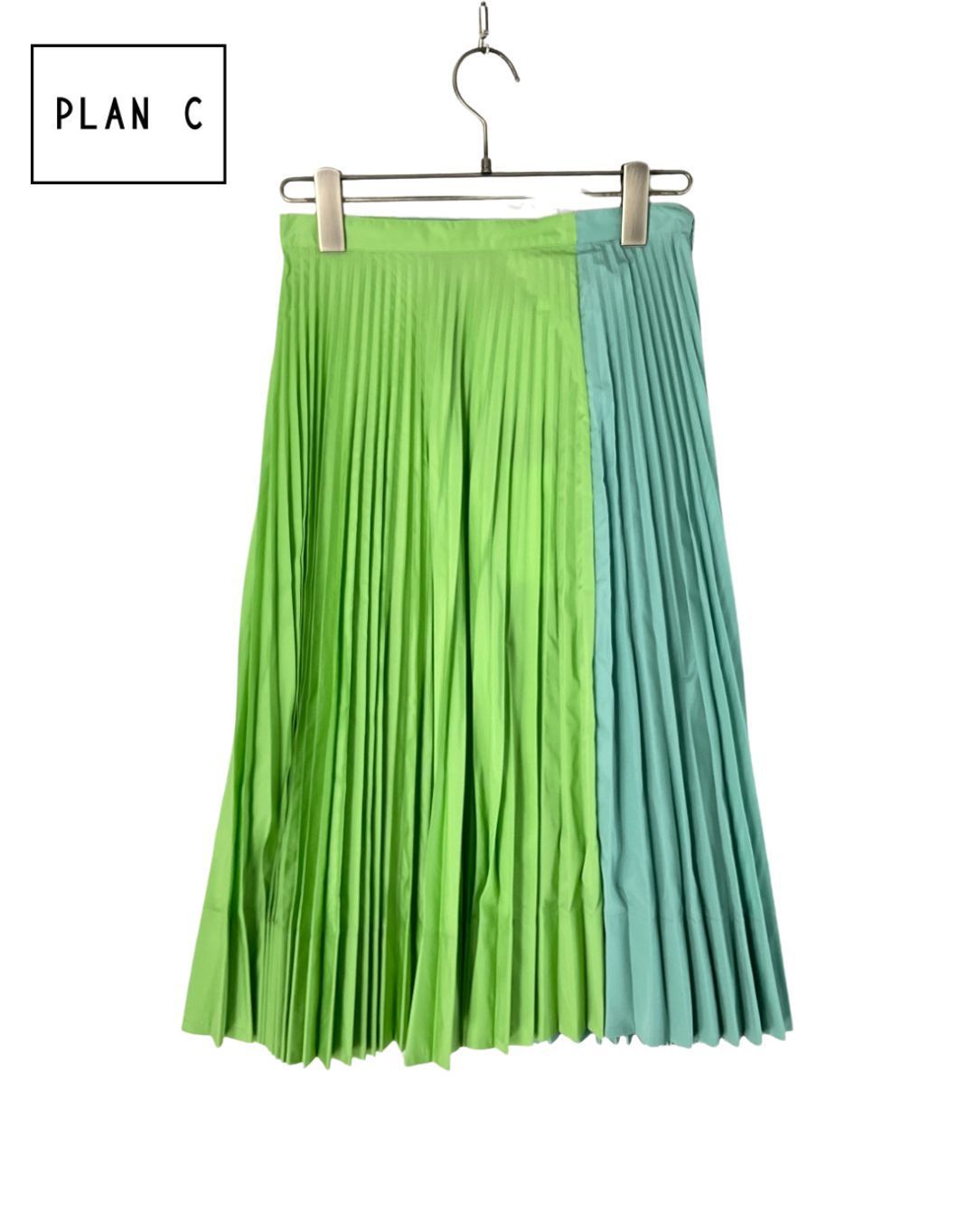 未使用 PLAN C プランシー カラー切り替えプリーツスカート 36 ブルー
