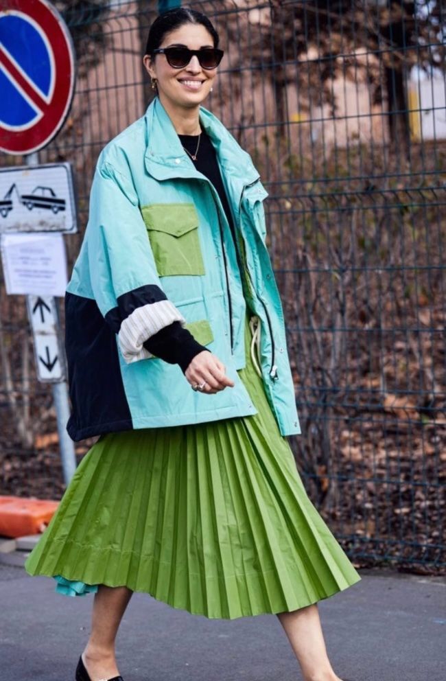 プランシー　スカート36 未使用 PLAN C プランシー カラー切り替えプリーツスカート 36 ブルー