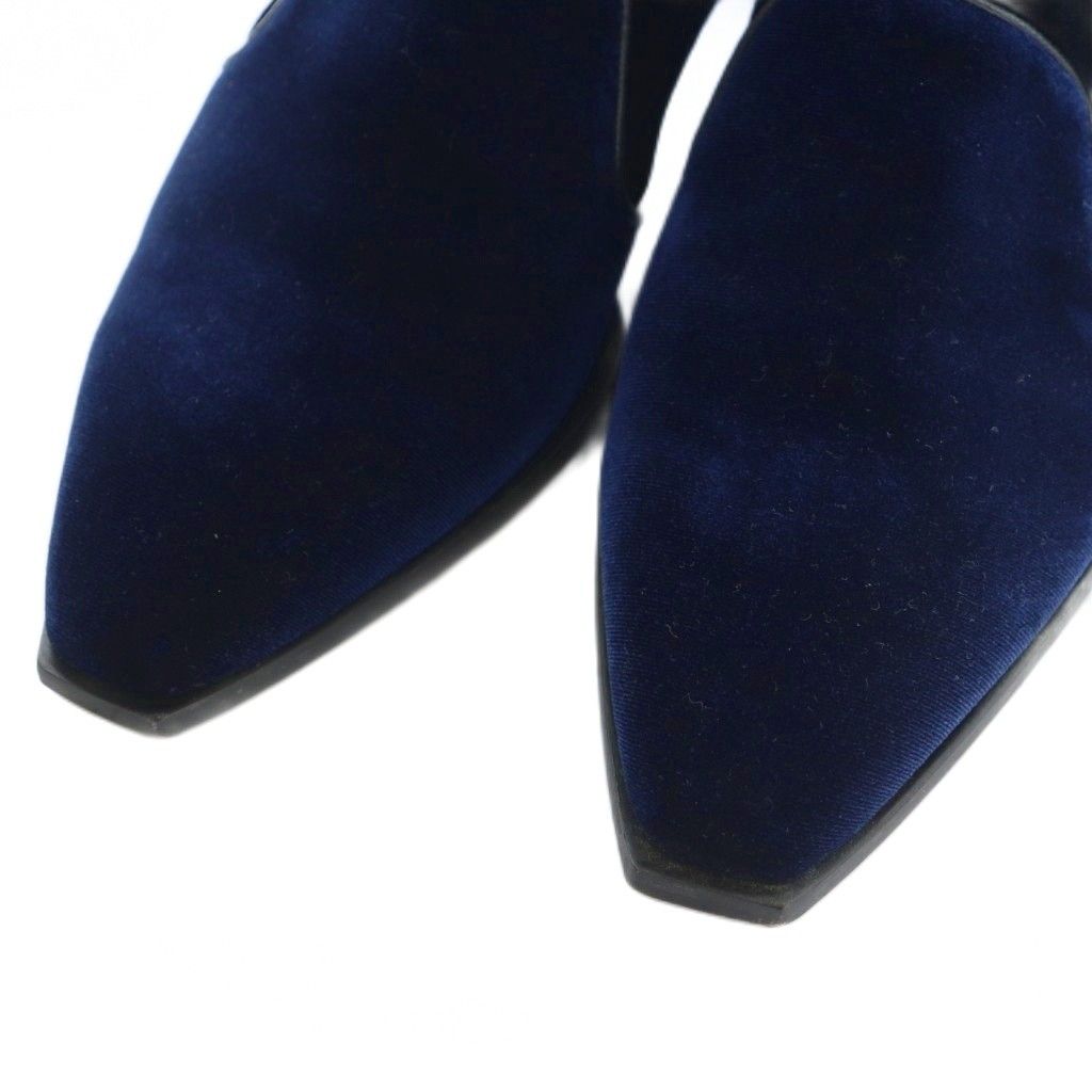 【中古】ジョルジオアルマーニ ショートブーツ ミドルブーツ クリアヒール ベルベット 39 24.5-25.0cm 青 ブルー ジョルジオアルマーニ GIORGIO ARMANI ショートブーツ ミドルブーツ