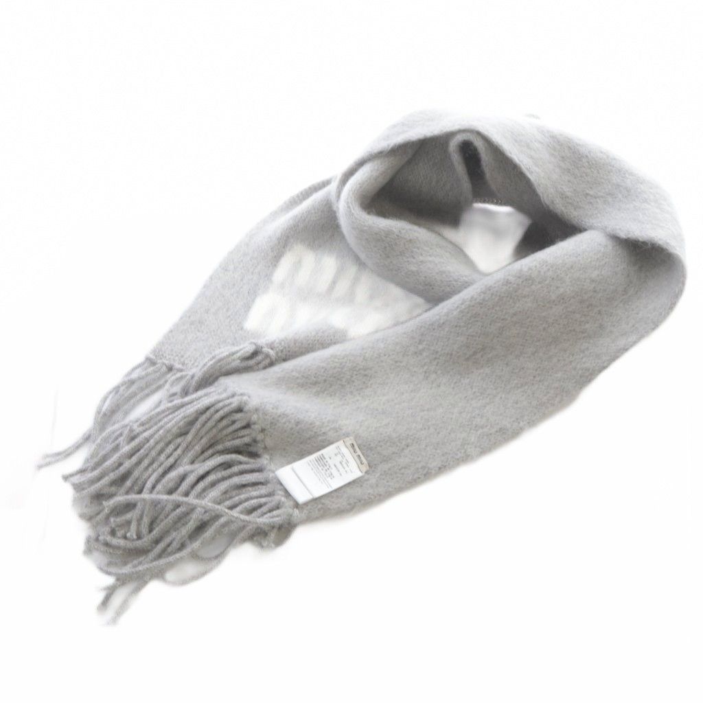 ミュウミュウ miumiu 25AW ウールモヘア スカーフ マフラー ロゴ