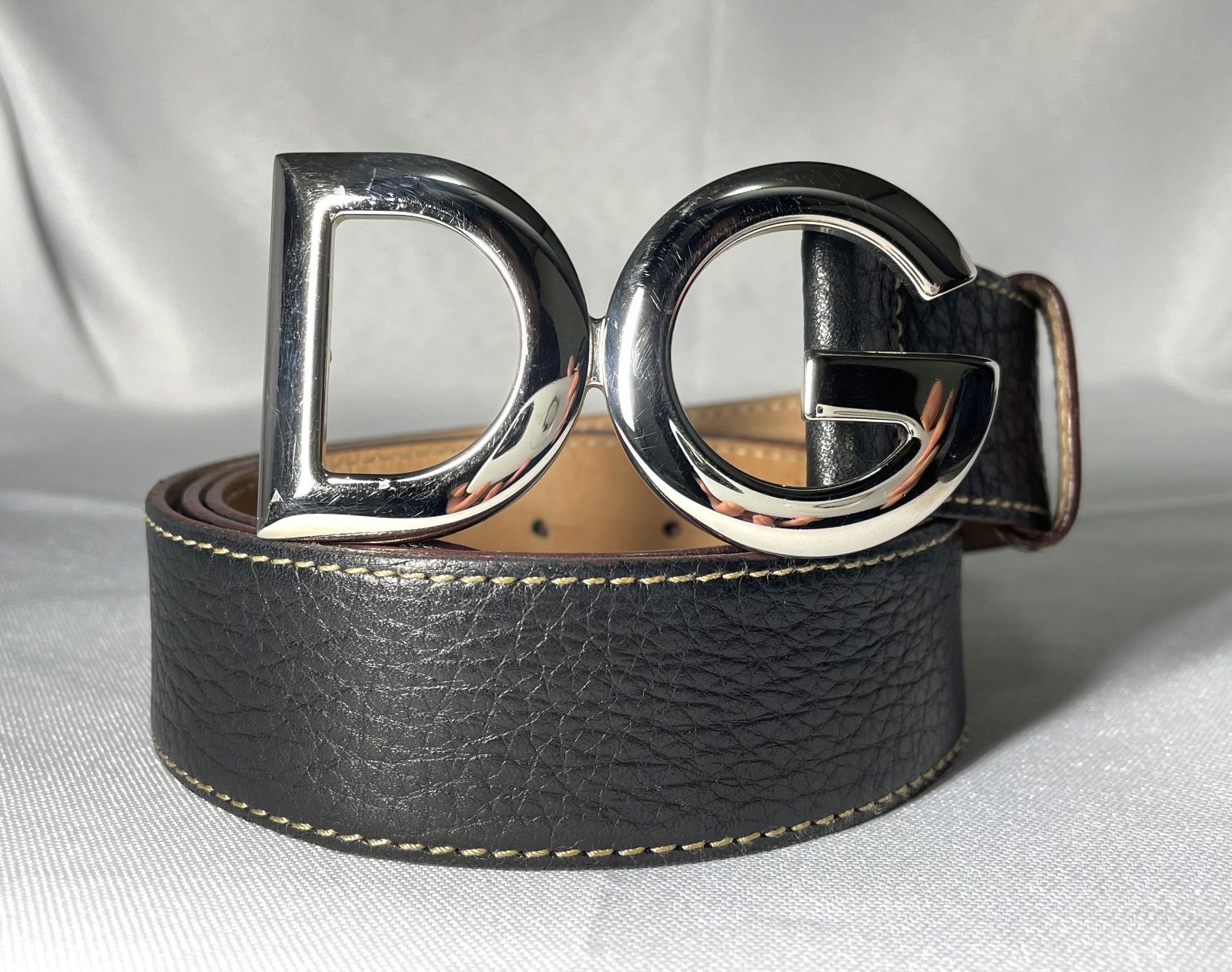 DOLCE&GABBANA ドルチェ&ガッバーナ DGバックル レザーベルト 85cm 34