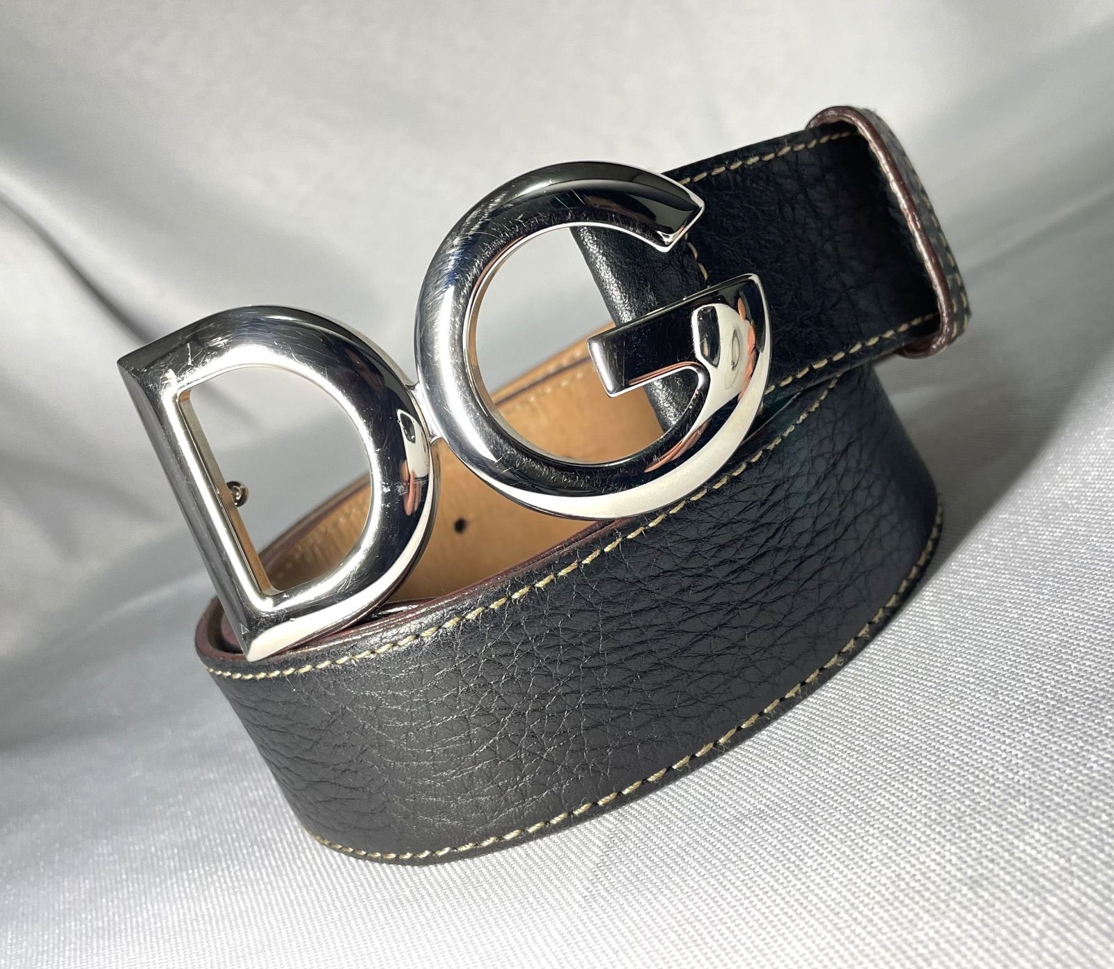 DOLCE&GABBANA ドルチェ&ガッバーナ DGバックル レザーベルト 85cm 34