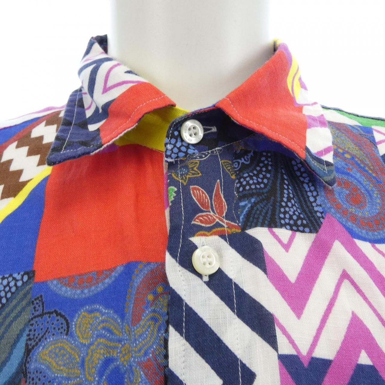 ETRO エトロ ペイズリー柄シャツ 40 M相当 赤系 総柄 イタリア製風