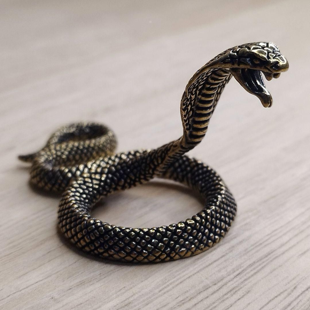 A07 キングコブラ 真鍮製 ヴィンテージ調 置物｜ブラス製 開運 風水