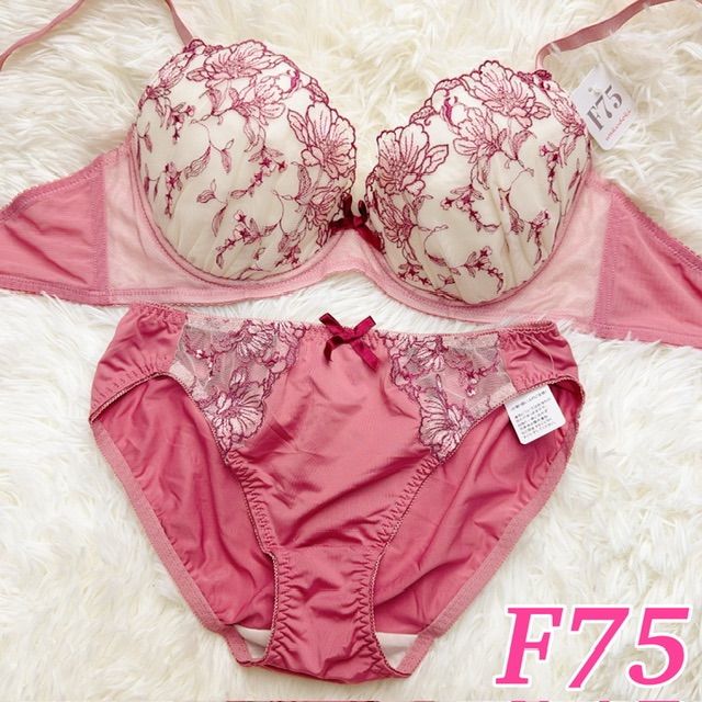 ブラショーツセット F75/L 花柄刺繍 フラワー刺繍 可愛い キュート