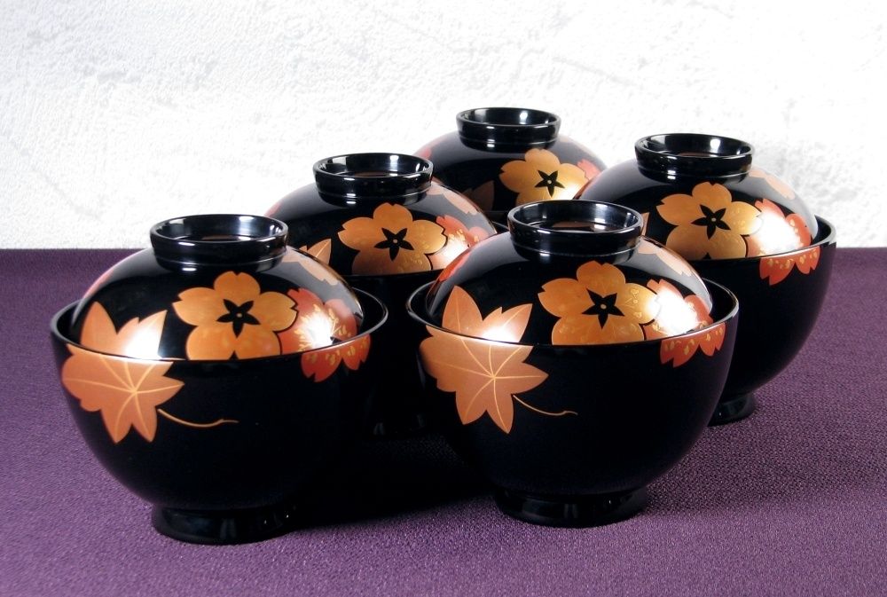 松本錦華堂 雲錦蒔絵付 輪島塗木製吸物椀5客 共箱・共紙/25l041 - メルカリ