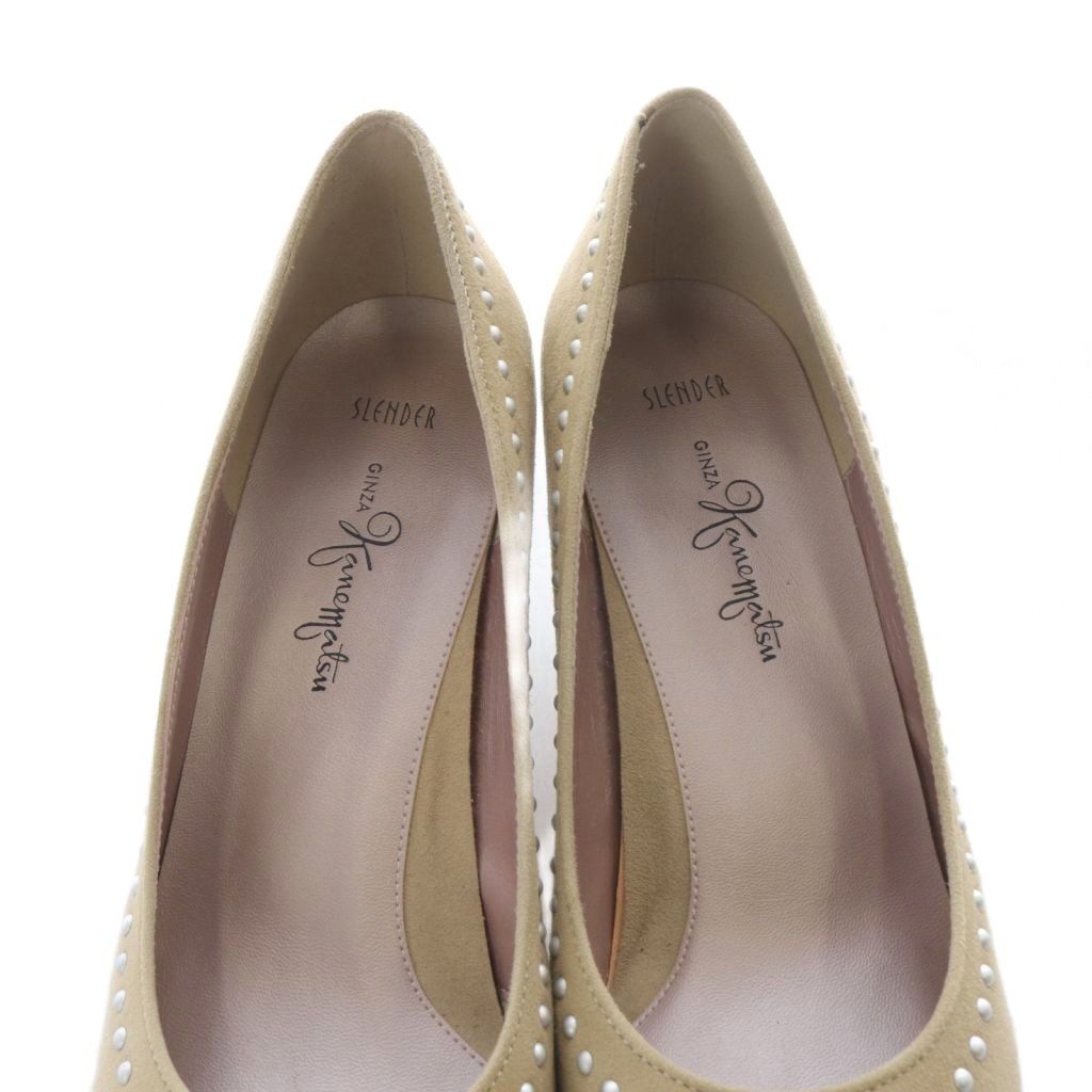 銀座かねまつ スエード パンプス ハイヒール 23.5cm ベージュ - メルカリ