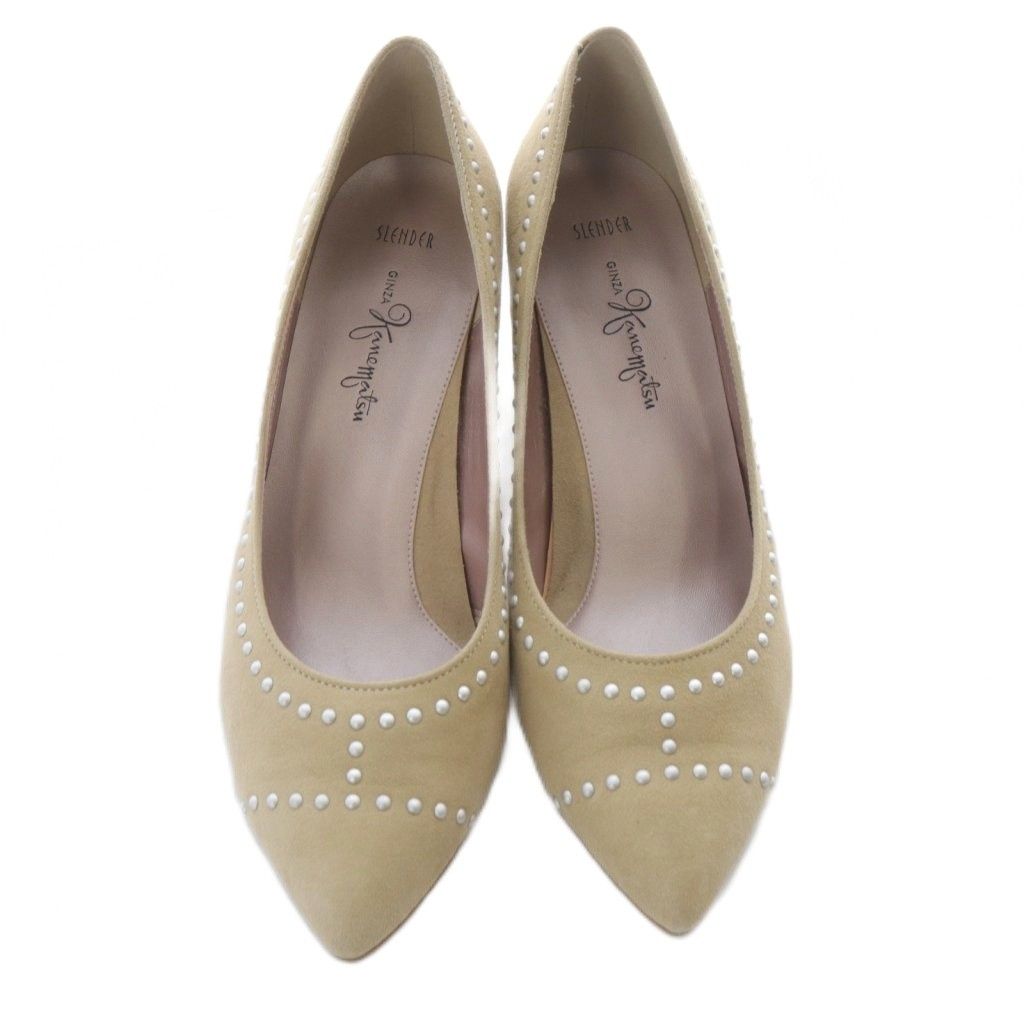 銀座かねまつ スエード パンプス ハイヒール 23.5cm ベージュ - メルカリ