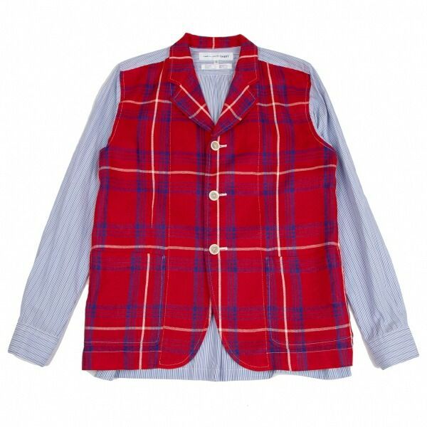 コムデギャルソンシャツ 中綿ジャケット クレイジーチェック 切替 ドッキング COMME des GARCONS HOMME コムデギャルソン オムCOMME フロントウール