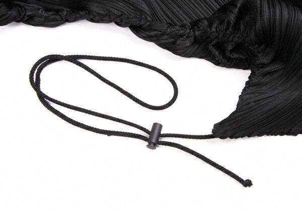  プリーツプリーズPLEATS PLEASE 裾ドローコードアシンメトリーワンピース 黒3 ワンピース マタニティ