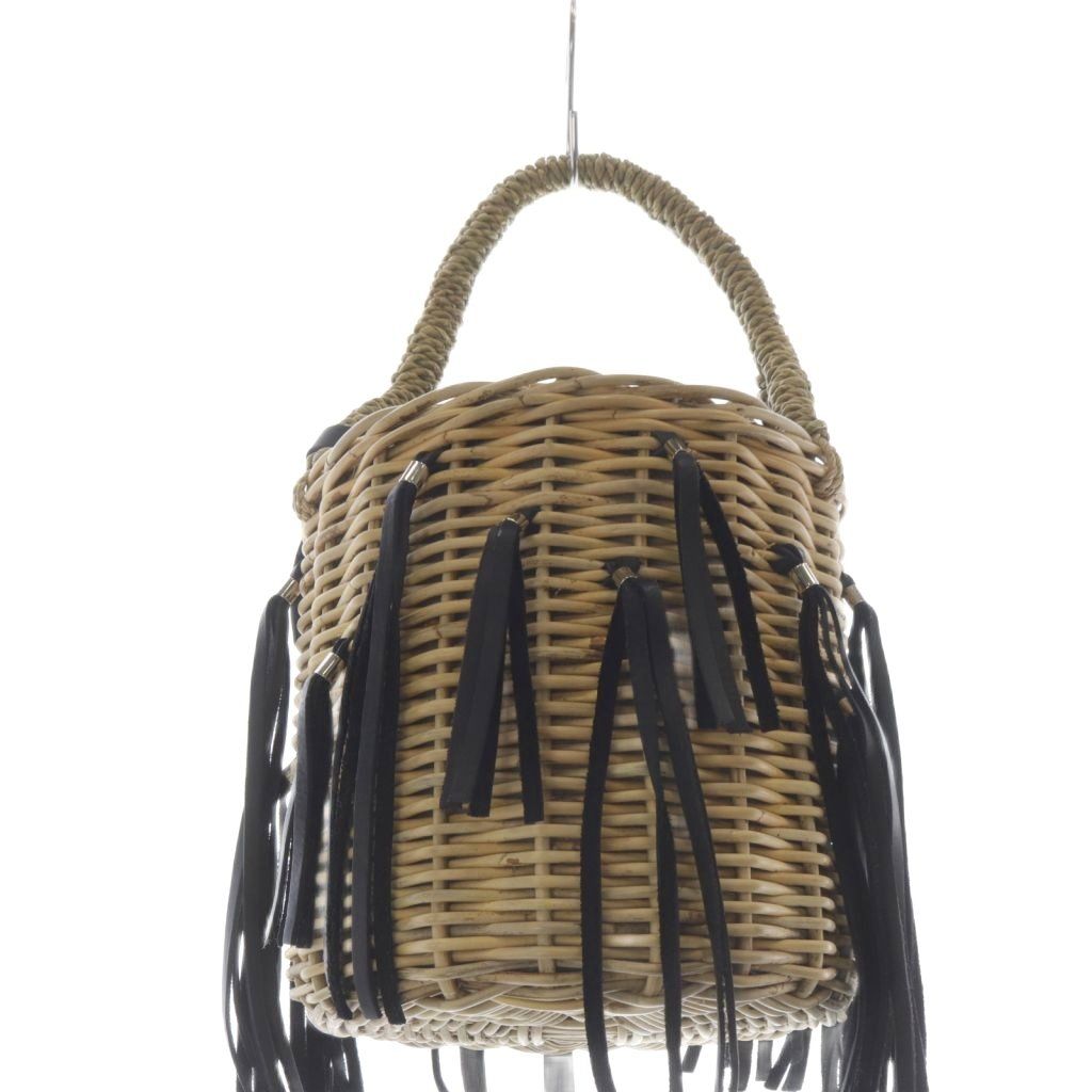 美品　LUDLOW ラドロー フリンジバスケット 黒 ラドロー LUDLOW フリンジバスケットバッグ ハンドバッグ タッセル