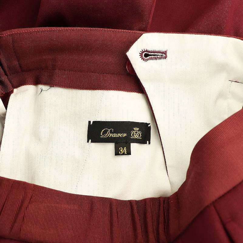 【中古】ドゥロワー WINTER2 ギャバジンバックギャザーパンツ テーパードパンツ 34 レッドブラウン レディース ドゥロワー Drawer WINTER2 ギャバジンバックギャザーパンツ