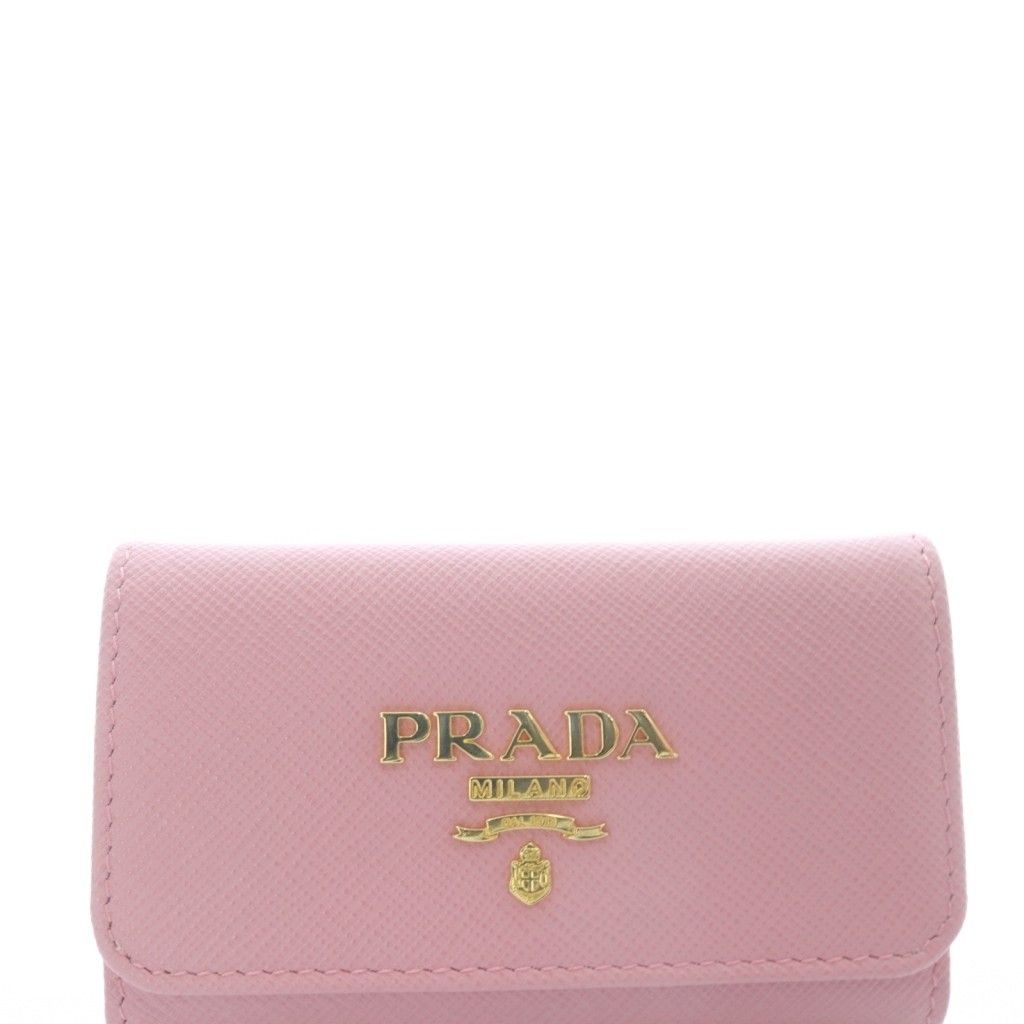 プラダ 4連 キーケース レザー ロゴ ピンク ゴールド色 1PG004 - メルカリ