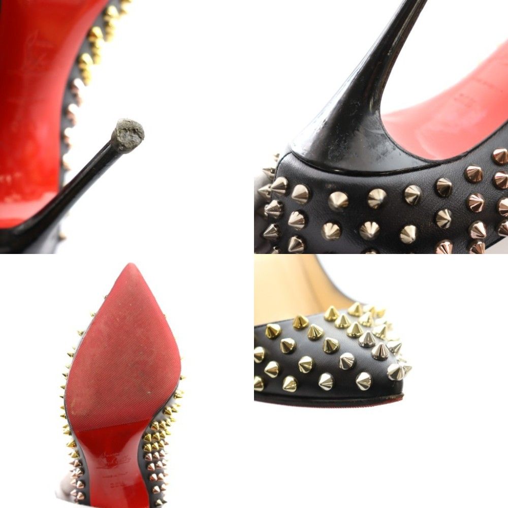 【中古】クリスチャンルブタン ドンナ スタッド スパイクス 85 パンプス 36.5 マルチカラー 黒 ブラック クリスチャンルブタン Christian louboutin ドンナ スタッド