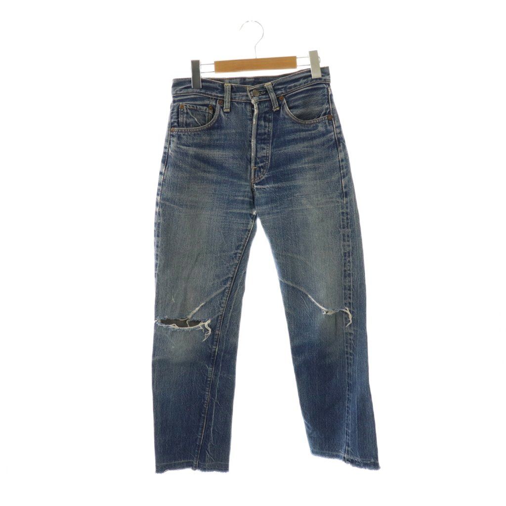 【中古】リーバイス Levi's 501 BIGE デニムパンツ ジーンズ 青 ブルー ボタンフライ ダメージ加工 /CX ■OS リーバイス Levi's 501 BIGE デニムパンツ ジーンズ 青 ブルー ボタン