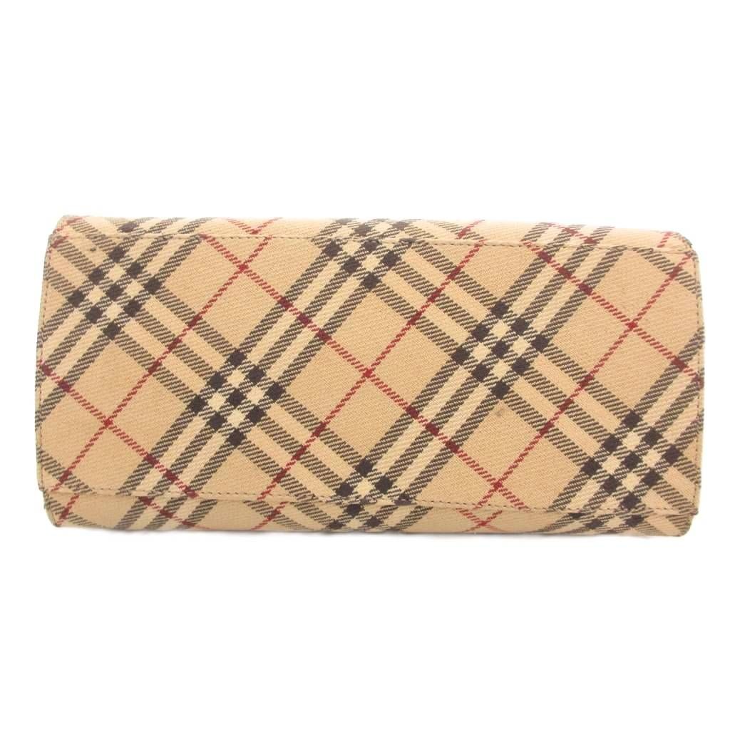 【中古】バーバリーブルーレーベル ハンドバッグ ノバチェック キャンバス レザーハンドル ベージュ 赤 レッド /YJ バーバリーブルーレーベル BURBERRY BLUE LABEL ハンドバッグ ノバ