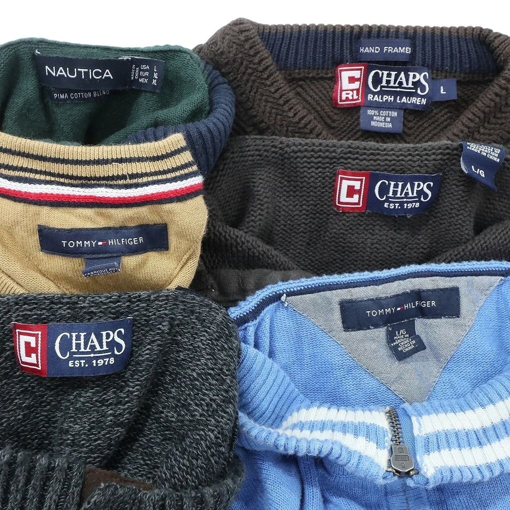 ◆古着卸 まとめ売り 9枚セット メンズL トミーフィルフィガー 未検品】古着卸 まとめ売り ブランドMIX セーター 6枚セット (メンズ L