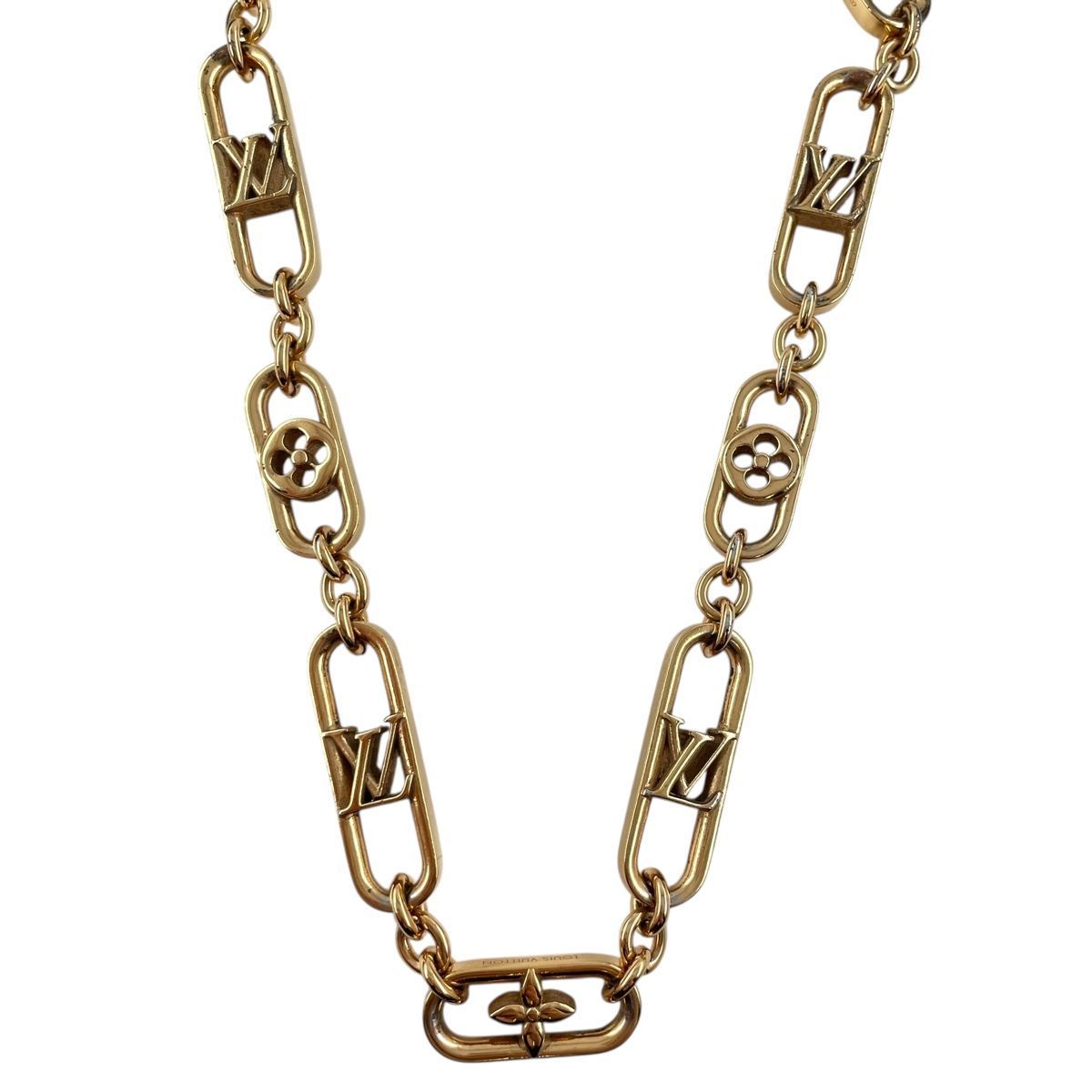 LOUIS VUITTON ゴールド チェーンネックレス 中古】 LOUIS VUITTON ルイ・ヴィトン ネックレス・マイLVチェーンGM