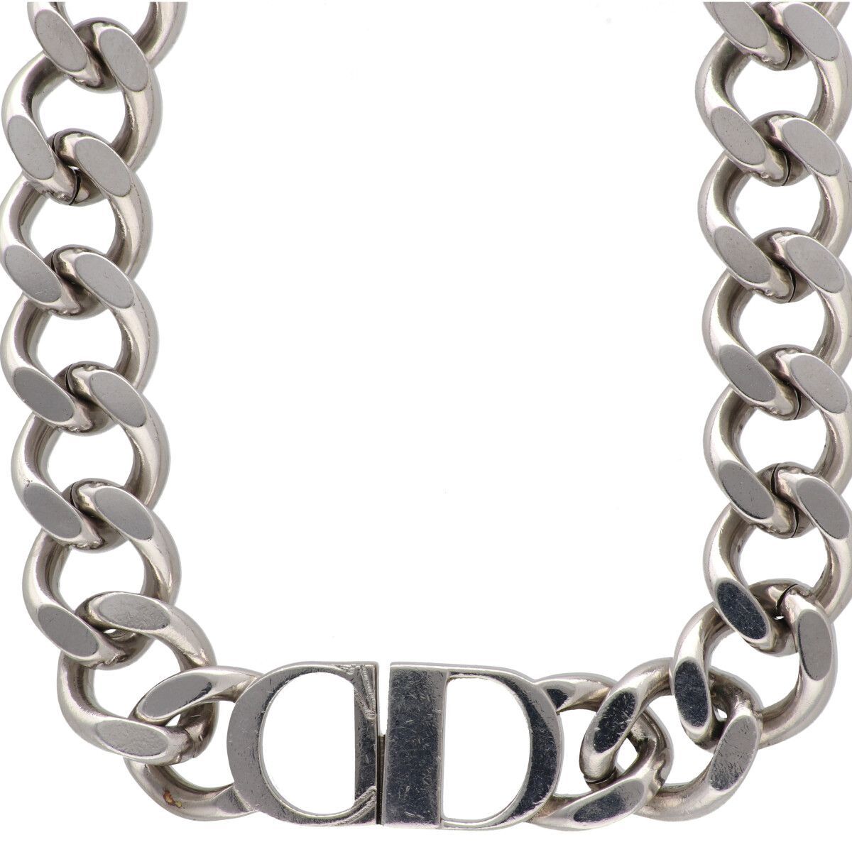 中古】Dior ディオール CD ICON チェーンリンク ネックレス シルバー