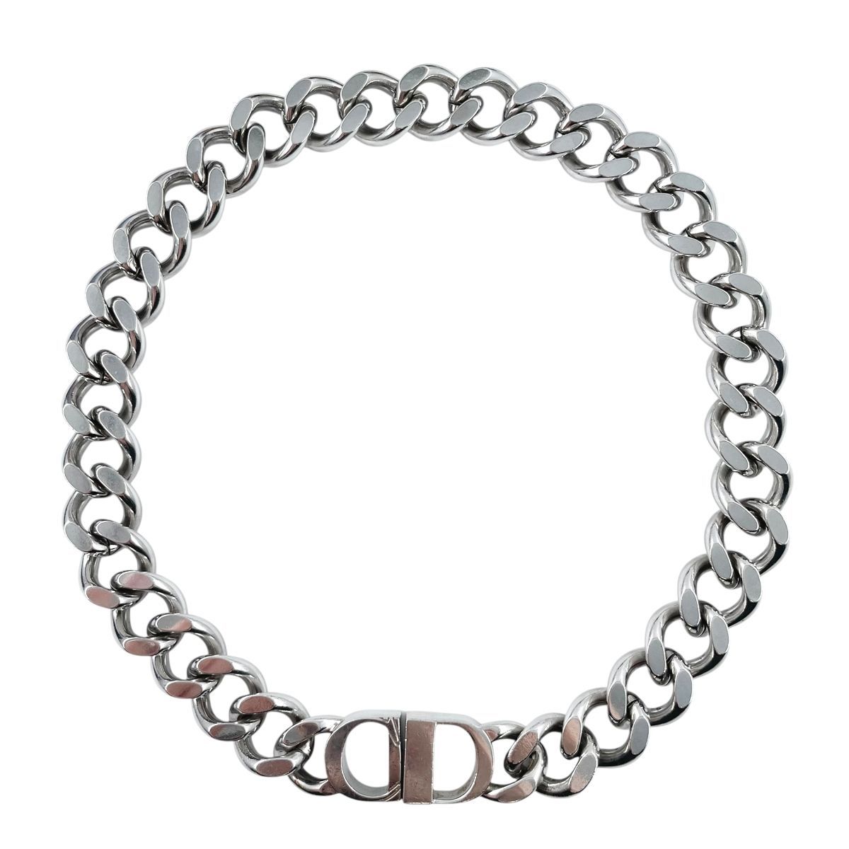 中古】Dior ディオール CD ICON チェーンリンク ネックレス シルバー