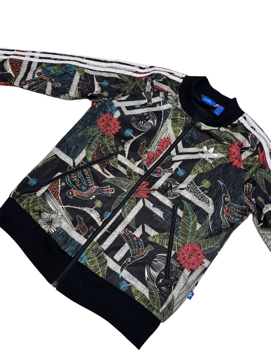 adidas Originals トラックジャケット 総柄 ボタニカル柄 鳥 花柄