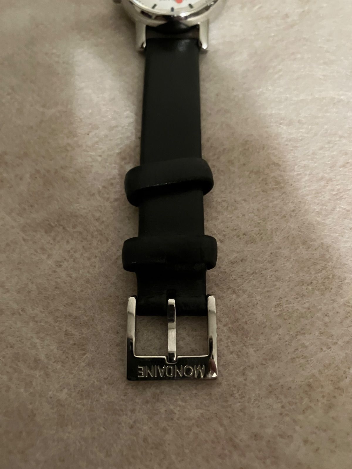値下げ MONDAINE クォーツ腕時計 ホワイト/シルバー ※電池新品交換済 