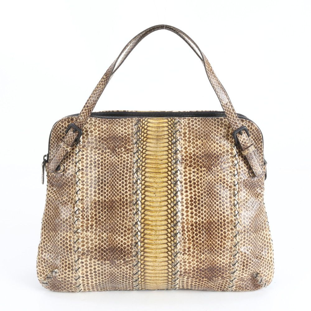 新品同様 ボッテガヴェネタ パイソン レザー ハンドバッグ トート 本革