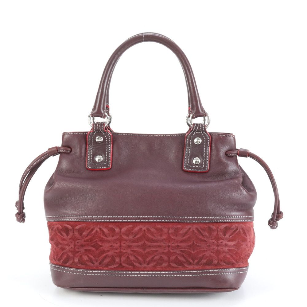 極美品 ロエベ アナグラム ミニ ボストン レザー ハンド バッグ トート