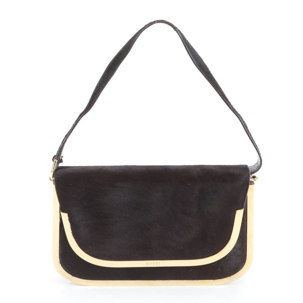 美品 ヴィンテージ オールド グッチ ハラコ レザー ショルダーバッグ
